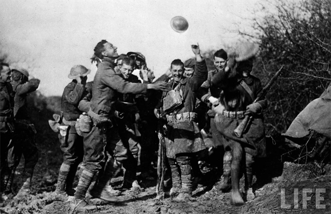 End O fWW1: Soldiers Celebrating WW1 Armistice
